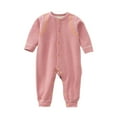 thumbnail image 1 of CLOISE Long Sleeve Bodysuit Toddler Fleece Cotton Button Long Sleeve Solid Rompers Pink 1-2 Years, 1 of 2