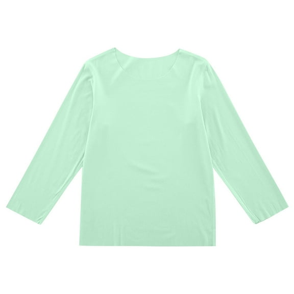 CLOISE Long Sleeve Kids Shirts Girls Boys Youth Crew Neck Tops Solid Outfits Fall Winter Clothes Green 2-13T