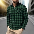 thumbnail image 1 of CLOISE Long Sleeve Tops for Men Summer Big and Tall Shirts with Pockets Zipper Button Collared Casual Pullover Color Block Blouses Green, 1 of 4