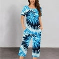 thumbnail image 1 of CLOISE Loungewear Sets Womens Two-Piece Plus Size Cozy Short Sleeve Sleepwear Tops and Comfy Capri Pants with Pockets Pjs Sets Comfort Button Pleated Printed Trendy Night Clothes, 1 of 5