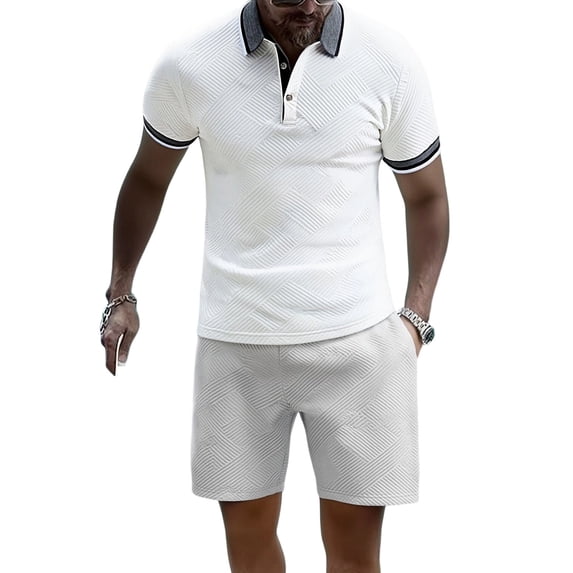 CLOISE Men 2 Piece Outfits Short Sleeve Big and Tall Matching Sets Beach Travel Outfits T Shirts Shorts Vacation Clothes