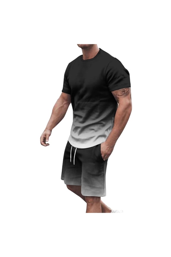 Men 2 Piece Outfits Short Sleeve Big and Tall Matching Sets Summer Outfits T Shirts Shorts Beach Vacation Clothes