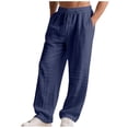thumbnail image 1 of CLOISE Men Linen Pants Casual Dress Pants with Pockets Big and Tall Drawstring Long Pants Beach Solid Baggy Trousers Ruched Vacation Clothes, 1 of 8