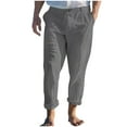 thumbnail image 1 of CLOISE Men Linen Pants Trendy Pockets Big and Tall Long Pants Beach Trousers Solid Baggy Bottoms Vacation Clothes, 1 of 6