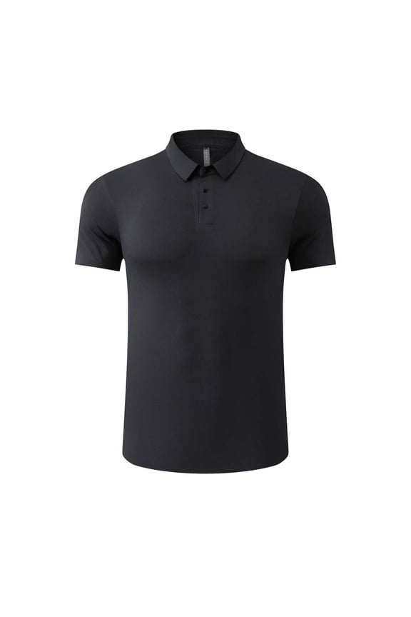Men Shirts Casual Short Sleeve Big and Tall Quick-Dry Tops Collared Pullover Viscose Solid Color Slim Summer Blouses Black