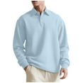 thumbnail image 1 of CLOISE Men Tops and Blouses Big and Tall Collared Shirt Solid Color Long Sleeve Pullover Outfits Clothes Light Blue XL, 1 of 8