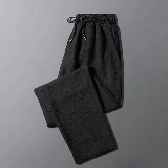 CLOISE Men's Palazzo Pants Pockets Big and Tall Drawstring High Waist Long Pants Wide Leg Casual Solid Baggy Trousers Elastic Waist Vacation Clothes