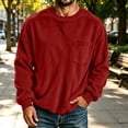 thumbnail image 1 of CLOISE Men's Sweatshirts Without Hoods with Pockets Big and Tall Velvet Corduroy Crew Neck Casual Pullover Tops Solid Color Long Sleeve Cuffed Sleeve Fall Winter Loose Clothing Red S, 1 of 6