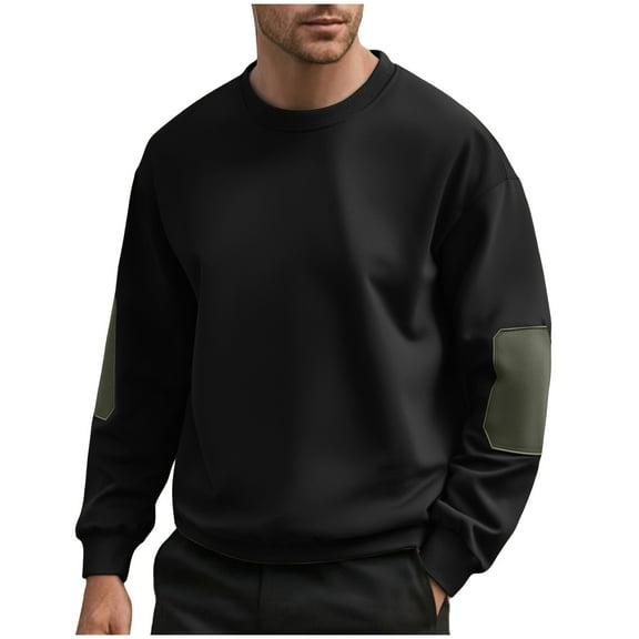 CLOISE Men's Sweatshirts without Hoods Big and Tall Lightweight Crew Neck Tops Solid Color Long Sleeve Pullover Clothes