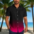 thumbnail image 1 of CLOISE Mens Button down Shirts Casual Short Sleeve Big and Tall Tops Collared Pullover Gradient Oversized Summer Blouses Hot Pink, 1 of 6