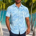 thumbnail image 1 of CLOISE Mens Button down Shirts Short Sleeve Big and Tall Tops with Pockets Collared Casual Pullover Print Oversized Summer Blouses Blue, 1 of 6