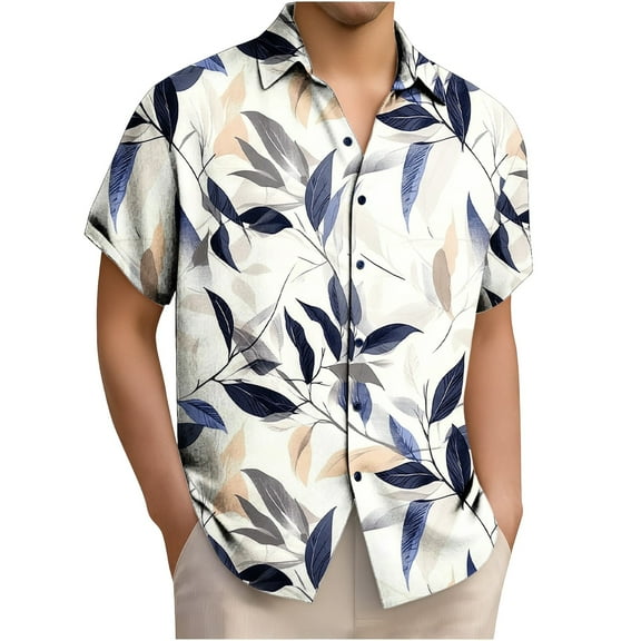 CLOISE Mens Button down Shirts Short Sleeve Blouses Collar Hawaiian Big and Tall Tops Slim Lightweight Vacation Clothes