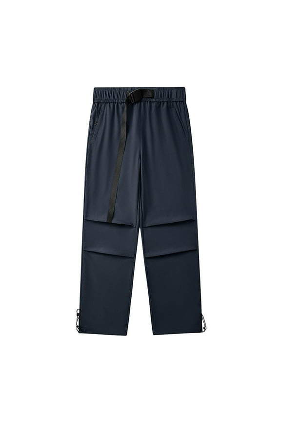 Mens Cargo Pants with Pockets Big and Tall Trousers Wide Leg Drawstring Baggy Stretchy Solid Bottoms Casual Clothes