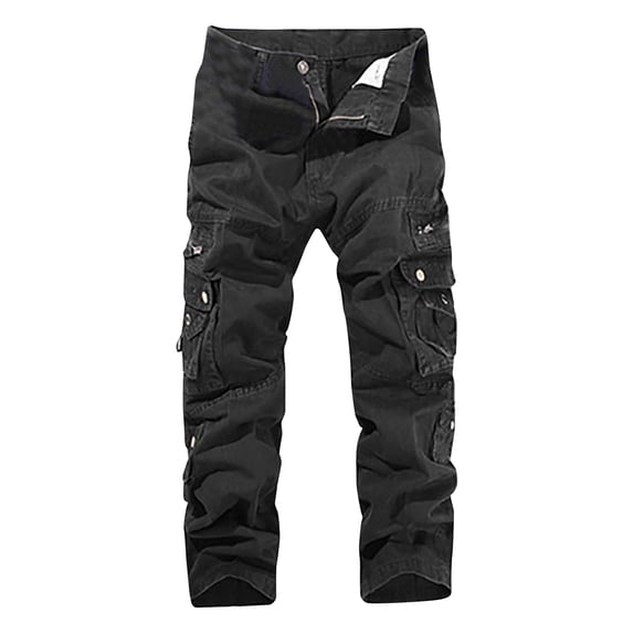 CLOISE Mens Cargo Pants with Pockets Big and Tall Trousers Zipper Straight Leg Baggy Pants Solid Bottoms Casual Clothes