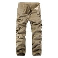 thumbnail image 1 of CLOISE Mens Cargo Pants with Pockets Big and Tall Trousers Zipper Straight Leg Baggy Pants Solid Bottoms Casual Clothes, 1 of 6