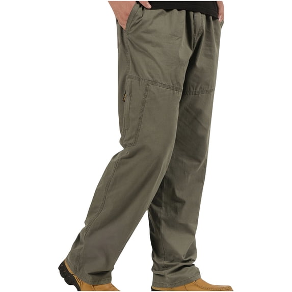 CLOISE Mens Cargo Work Pants Big and Tall High Waist Trousers Drawstring Baggy Solid Bottoms Casual Clothes with Pockets