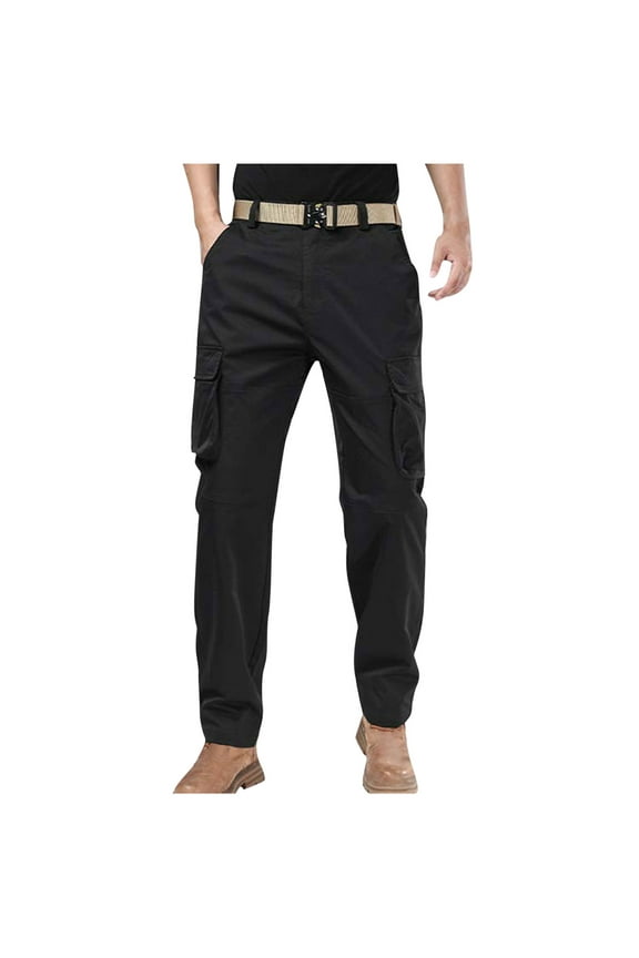 Mens Cargo Work Pants Big and Tall Trousers Baggy Solid Bottoms Elastic Waist Casual Clothes with Pockets