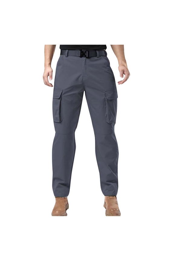 Mens Cargo Work Pants Big and Tall Trousers Baggy Solid Bottoms Elastic Waist Casual Clothes with Pockets