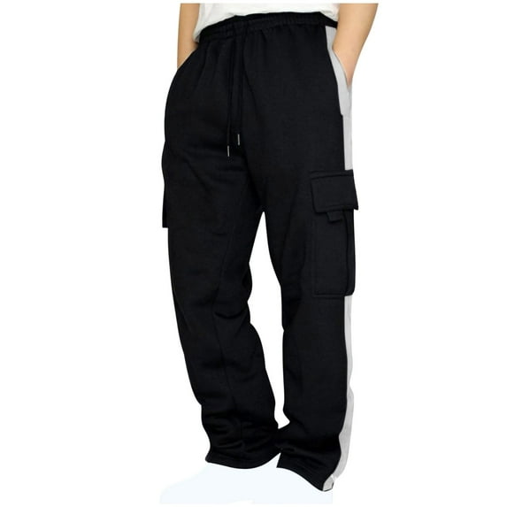 CLOISE Mens Cargo Work Pants Big and Tall Trousers Drawstring Baggy Solid Bottoms Casual Clothes with Pockets