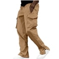 thumbnail image 1 of CLOISE Mens Cargo Work Pants Big and Tall Trousers Drawstring Baggy Solid Bottoms Casual Clothes with Pockets, 1 of 4
