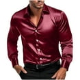 thumbnail image 1 of CLOISE Mens Fashion Tops Big and Tall Collared Shirt Solid Color Long Sleeve Pullover Fall Fashion Outfits Wine 3XL, 1 of 8