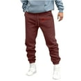 thumbnail image 1 of CLOISE Mens Joggers with Pockets Big and Tall Hearts Fleece Loose Sweatpants with Elastic Waist Wine 2XL, 1 of 3