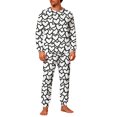 thumbnail image 1 of CLOISE Mens Pajama Sets Valentines Pjs Sets Pockets Long Sleeve Tops and Pant Heart Lounge Set 2 Piece Sleepwear White, 1 of 8