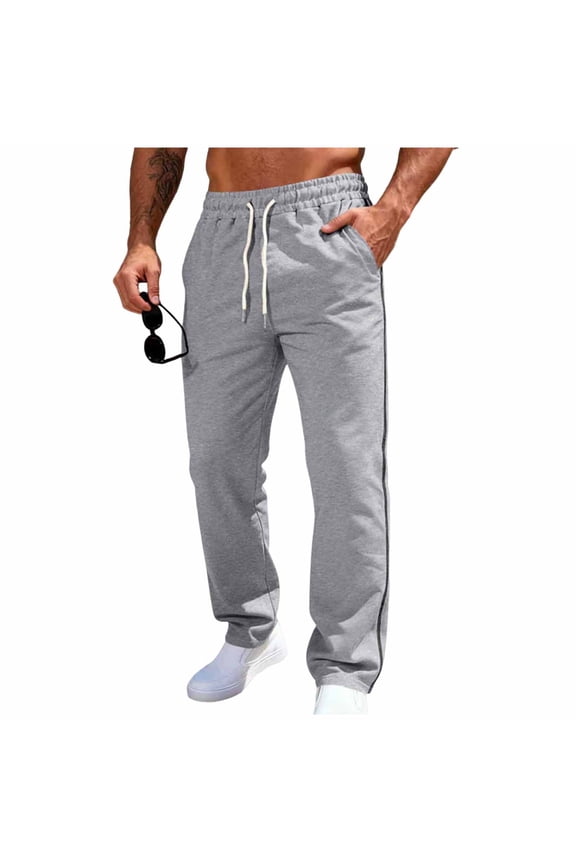 Mens Sweatpants with Pockets Big and Tall High Waist Trousers Drawstring Baggy Solid Bottoms Casual Clothes