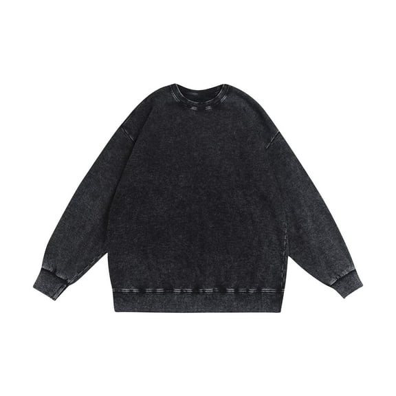 CLOISE Mens Tops Casual Big and Tall Lightweight Crew Neck Shirt Solid Color Long Sleeve Pullover Outfits Clothes Black