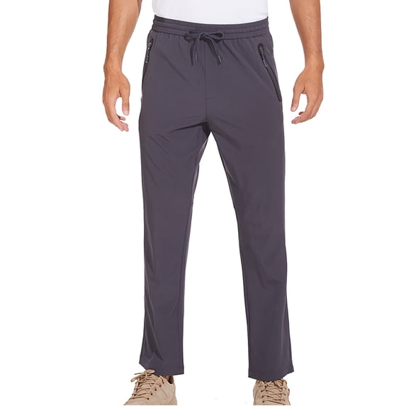 CLOISE Mens Travel Pants Big and Tall with Pockets Drawstring Long Pants Casual Solid Baggy Trousers Quick-Dry Vacation Clothes