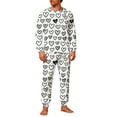 thumbnail image 1 of CLOISE Pajama Sets Mens Valentines Pjs Sets Pockets Long Sleeve Tops and Pant Heart Lounge Set 2 Piece Sleepwear White, 1 of 8