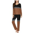 thumbnail image 1 of CLOISE Pajamas for Women Set Two-Piece Plus Size Comfy Long Sleeve Sleepwear Blouses and Comfort Lounge Pants Night Clothes Set Comfortable Color Block Striped Printed Fall Nightwear, 1 of 5