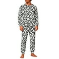 thumbnail image 1 of CLOISE Pajamas for Men Valentines Pjs Sets Pockets Long Sleeve Tops and Pant Heart Lounge Set 2 Piece Loungewear White, 1 of 8