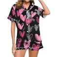 thumbnail image 1 of CLOISE Pajamas for Womens Set Valentines Pjs Sets Pockets Short Sleeve Button down Shirts and Short Heart Lounge Set 2 Piece Loungewear Red, 1 of 5