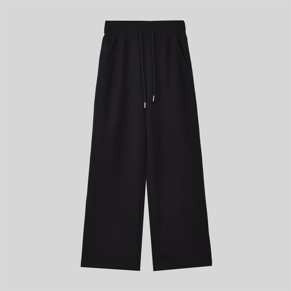 CLOISE Palazzo Pants for Women Casual Wide Leg Pants Drawstring High Waisted Stretchy Wide Leg Pants Elastic Waist Comfy Palazzo Pants Pull On Straight Leg Pants Loose Trousers Black