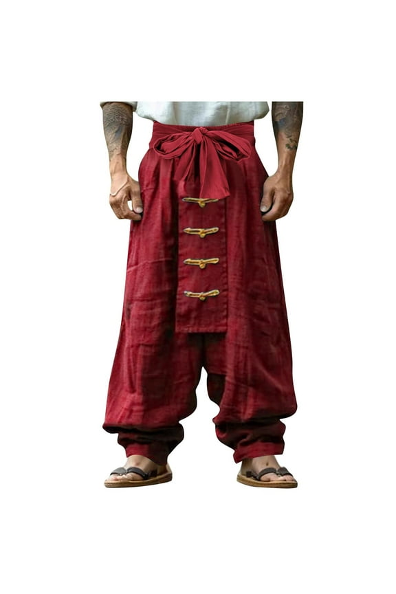 Palazzo Pants for Men Big and Tall Dressy Pockets High Waist Long Pants Wide Leg Casual Solid Baggy Trousers Elastic Waist Vacation Clothes