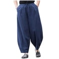 thumbnail image 1 of CLOISE Palazzo Pants for Men Big and Tall with Pockets Drawstring Long Pants Wide Leg Casual Linen Solid Baggy Trousers Vacation Clothes, 1 of 6