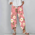 thumbnail image 1 of CLOISE Pants for Women Pull On High Waisted Pants Straight Leg Stretch Active Pants Elastic Waist Lounge Casual Loose Running Athletic Pants Floral Print Trousers Fashion Hot Pink, 1 of 5
