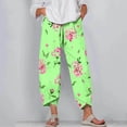thumbnail image 1 of CLOISE Pants for Women Pull On High Waisted Pants Straight Leg Stretch Active Pants Elastic Waist Lounge Casual Loose Running Athletic Pants Floral Print Trousers Fashion Green, 1 of 5