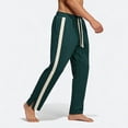 thumbnail image 1 of CLOISE Pants for Men with Pockets Drawstring Mid Waist Straight Leg Long Pants Elastic Waist Color Block Baggy Travel Vacation Outfits Green XS, 1 of 6