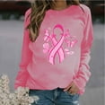 thumbnail image 1 of CLOISE Pink Breast Cancer Sweatshirt Women Breast Cancer Support Sweatshirts Butterfly Ribbon Oversized Crew Neck Long Sleeve Hoodie Cancer Awareness Shirts Loose Pullover Blouses in October Outfits, 1 of 4