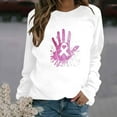 thumbnail image 1 of CLOISE Pink Breast Cancer Sweatshirt Women Breast Cancer Support Sweatshirts Hand Ribbon Oversized Round Neck Long Sleeve Hoodie Cancer Awareness Shirts Loose Pullover Blouses Outfits White L, 1 of 4