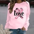 thumbnail image 1 of CLOISE Pink Breast Cancer Sweatshirt Women Breast Cancer Support Sweatshirts Love Ribbon Oversized Crewneck Long Sleeve Hoodie Cancer Awareness Shirts Loose Pullover Blouses Fall Outfits Pink 2XL, 1 of 4