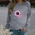 thumbnail image 1 of CLOISE Pink Breast Cancer Sweatshirt Women Breast Cancer Support Sweatshirts Sunflower Ribbon Oversized Round Neck Long Sleeve Hoodie Cancer Awareness Shirts Loose Pullover Blouses Outfits Gray, 1 of 4