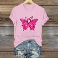 thumbnail image 1 of CLOISE Pink Breast Cancer Tops Women Short Sleeve Crewneck Tops Butterfly Ribbon Pink Breast Cancer Survivor Gifts Tee Shirts Cute Casual Shirts Cancer Support Clothes Pink S, 1 of 4