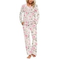 thumbnail image 1 of CLOISE Pj Set Women 2 Piece Soft Long Sleeve Sleepwear Tops and Casual Lounge Pants with Pockets Pajama Sets Cozy Pleated Flower Graphic Cute Loungewear, 1 of 6