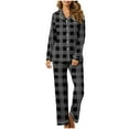 thumbnail image 1 of CLOISE Pj Sets for Women Two Piece Plus Size Cozy Long Sleeve Sleepwear Tees and Comfy Lounge Pants with Pockets Pjs Sets Comfort Button Up Plaid Classic Loungewear, 1 of 7