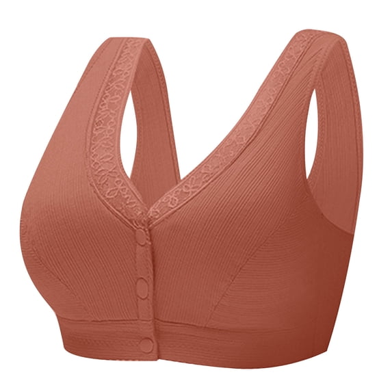 CLOISE Plus Size Bras Front Closure Women No Underwire Full Coverage Everyday Bra with Sagging Breasts Coffee M-4XL