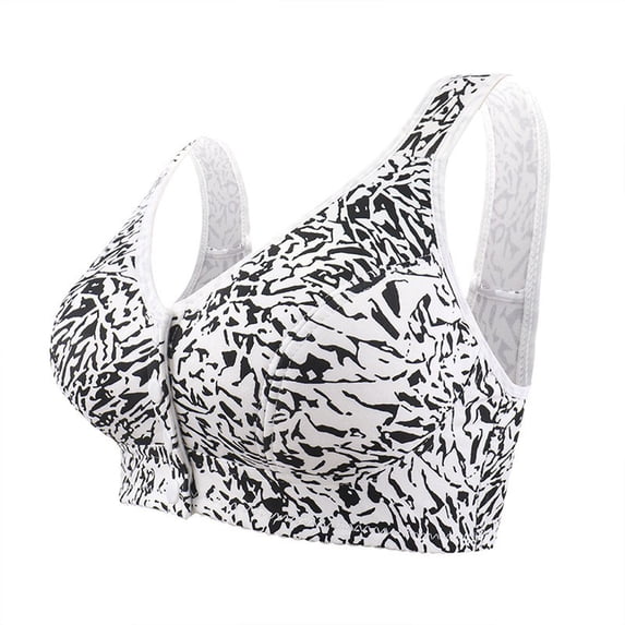 CLOISE Plus Size Bras Front Closure Women No Underwire Full Coverage Lounge Bras with Sagging Breasts Black S-3XL