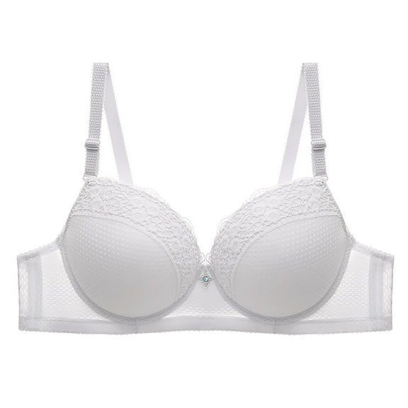 CLOISE Plus Size Bras Underwire Push up Underwire Padded No Zipper Lounge Bras White L-5XL